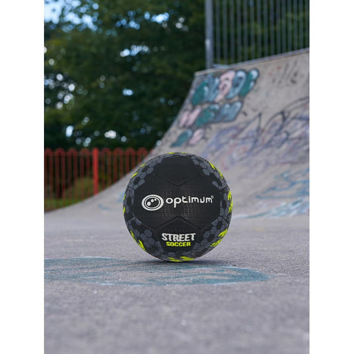 М'яч для вуличної футболу Optimum Unisex – високоякісний, зносостійкий гумовий м'яч, довговічний протектор, ідеальний для бетону та асфальту, для будь-якої погоди, багатокольоровий (5, чорний / жовтий)