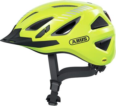 Велосипедний шолом ABUS Urban-I 3.0 MIPS з ударозахистом, LED-ліхтарем, козирком і магнітною застібкою, для жінок і чоловіків, розмір S (51-55 см), жовтий