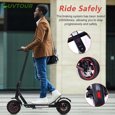 Електросамокат LuvTour ES-S3 PRO для дорослих, 20 км/год, запас ходу 40 км, складаний, з додатком, подвійні гальма, 10