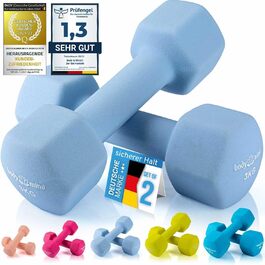 Гантелі Body & Mind 2 шт. по 3 кг, таубенграй, для фітнесу та тренувань вдома