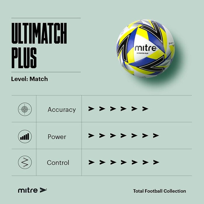 Футбольний м'яч Mitre Ultimatch, підвищений контроль, додаткова міцність, точність