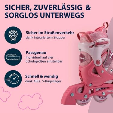 Інлайнери для катання на роликах Hudora Mia / Leon 2.0 - дитячі, підліткові та дорослі ролики, розміри 29-32, регульовані, стильні та зручні