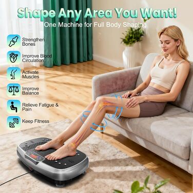 Віброплатформа для дому з подвійним мотором, 160 кг, для схуднення, тренування всього тіла та нарощування м'язів (Сірий)