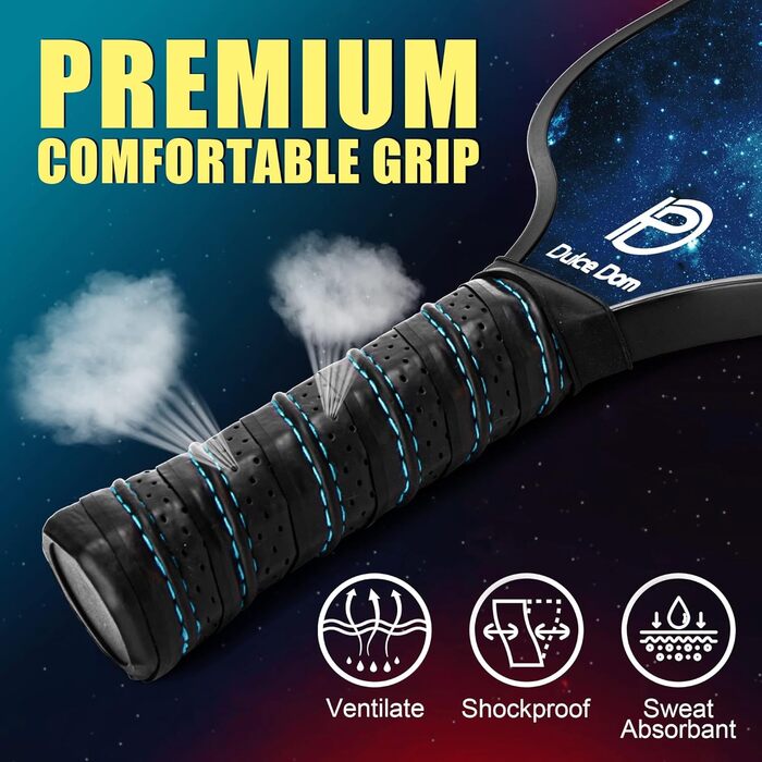 Набір пікбол-ракетки DULCE DOM (2/4 шт.) з м'ячами та сумкою, сертифікований USAPA, скловолокно/вуглеволокно, для гри в приміщенні та на вулиці