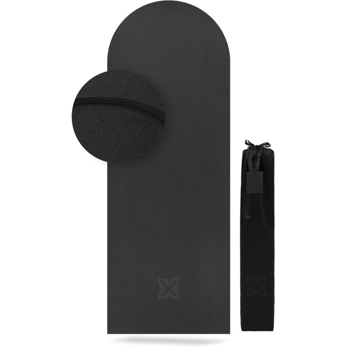 Килимок для йоги та пілатесу OMNANA MYTHOS BLACK 190x70 см, мікрофібра та натуральний каучук, нековзкий, вологопоглинаючий, 4 мм, для фітнесу та гімнастики