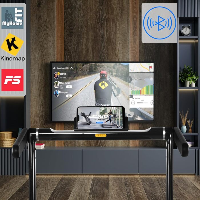 Бігова доріжка MAXXUS M8 електрична 2 к.с. 12 км/год, 125x45 см, Bluetooth, LCD, додаток, складна, тримач для планшета, фітнес для дому та офісу, червона/срібляста/бронзова