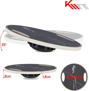 Дерев'яна баланс-борд KM-Fit для координації та рівноваги | Тренажер для рівноваги з ручками | Індоор-борд для фітнесу та реабілітації