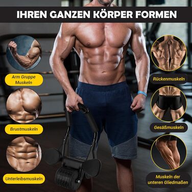 Ролер для пресу COFOF - тренажер для пресу з автоматичним відскоком, килимок для колін та підтримка ліктів, стабільні подвійні колеса