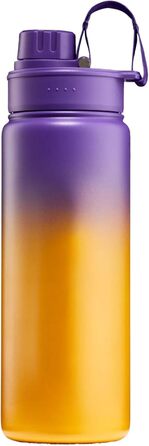 Пляшка для води satch з нержавіючої сталі 0,5 л, BPA-free, герметична, підходить для газованих, гарячих та холодних напоїв, Purple Graffiti - Orange