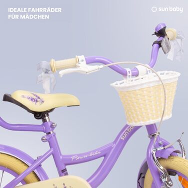 Дитяче велосипед Sun Baby Flower Bike для дівчаток, 14 дюймів, знімний ручка-штовхач, 2-6 років, колір лаванда