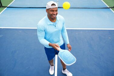 Gamma Rainmaker Плескальна ракетка для піклболу – легка, велика зона удару, поверхня з мікроперлинного карбону для більшого обертання та контролю, регульована вага, 16 мм, 6 кольорів (16 мм, блакитний)