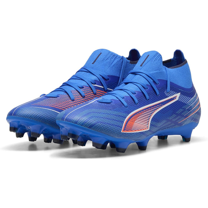 Жіночі футбольні бутси PUMA Ultra 6 Match+ FG/AG, розмір 40 EU, кольори: блакитний, білий, червоний