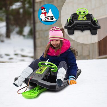 Сніговий санки Bob Black Devil з кермом, гальмом та ручним гальмом, від 3 років, чорний