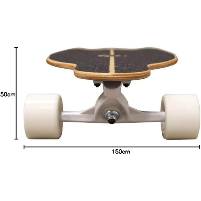 Surfskate Coasto: Скейтборд для скейтпарку, вулиці, памптреку та серфінгу - Круїзер, Offroad - Професійні траки - Прозорий гріптейп (синьо-чорний)
