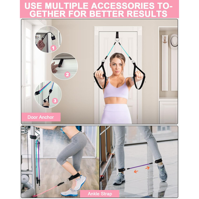 Набір для фітнесу та пілатесу з еластичними стрічками (6 шт.)