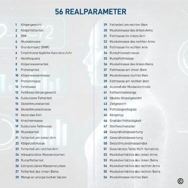 Вага для вимірювання жиру в тілі GeniaScreen SolidTrack - розумна вага з Bluetooth, LED-дисплеєм, 56 вимірювань, 180 кг, скло