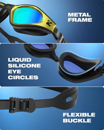 Окуляри для плавання ZIONOR G1 NAVA Anti-Fog (Чорно-Золоті) - Професійні, 100% UV-захист, для дорослих