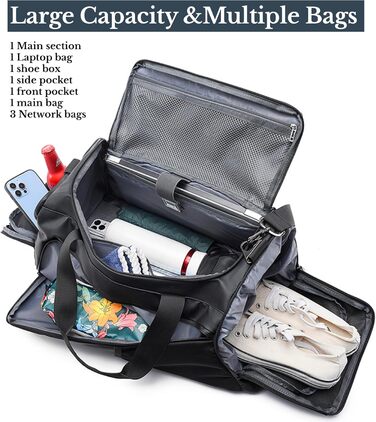 Спортивна сумка 3в1 з відділенням для взуття та мокрих речей – 45L, велика дорожня сумка для фітнесу, подорожей, плавання, сауни та футболу (для чоловіків та жінок)