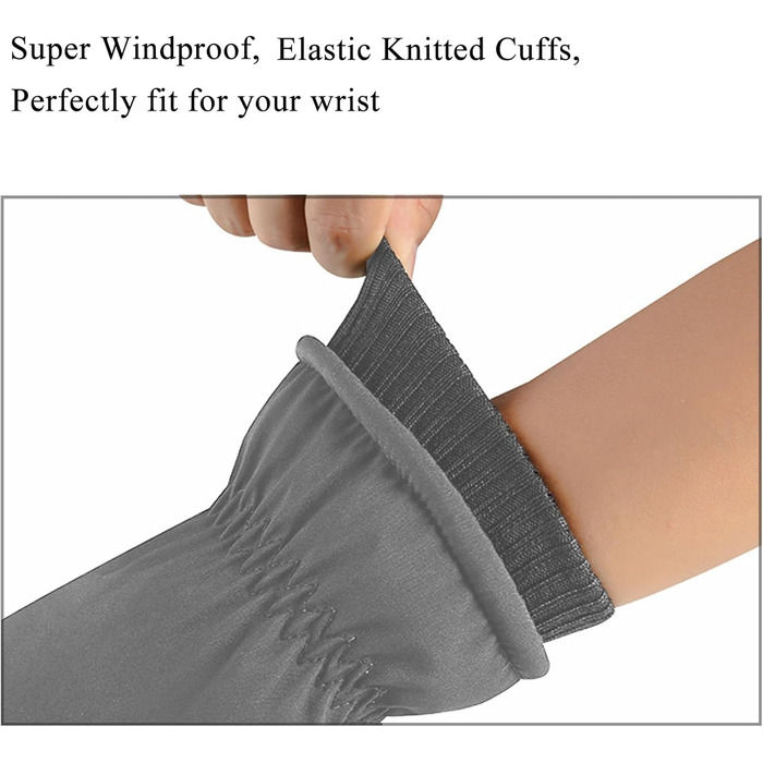 Чоловічі зимові рукавички KXF, шкіряні, з флісовою підкладкою, теплі, вітронепроникні, для їзди на велосипеді, водіння, бігу, кемпінгу та походів (Сірий)