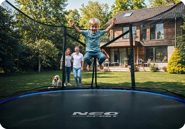 Садовий батут Neo-Sport 14ft/435см із зовнішньою сіткою та драбиною