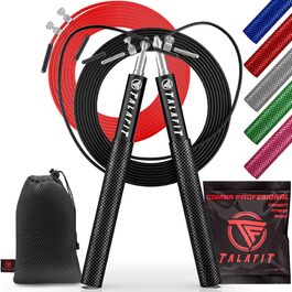 Професійна скакалка TALAFIT для кросфіту та фітнесу, регульована, чорна