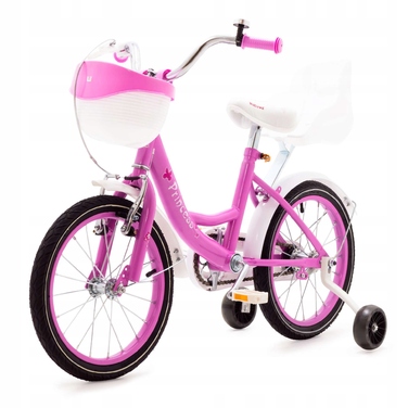 Дитячий велосипед 14 дюймів для дівчинки, рожевий, зі стрічками та сидінням