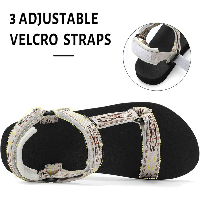 Спортивні сандалі OUSIMEN для жінок, піші прогулянки, з підтримкою склепіння стопи, анатомічна устілка, бежеві, 42 EU