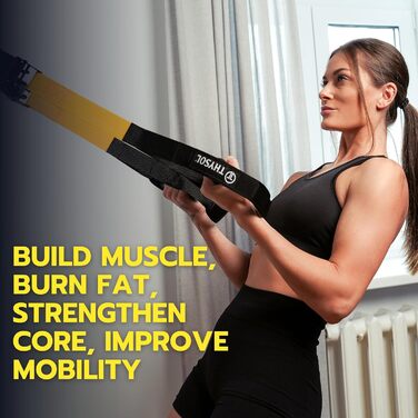 Петлі для тренувань Resistance Trainer Pro Xtreme Straps Army з регульованим дверним анкером, жовті, для фітнесу вдома, подорожей, тренувань у приміщенні та на вулиці