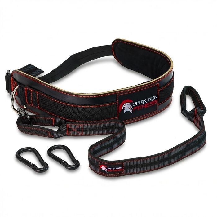 Лідерний пояс для віджимань Dark Iron Fitness з нейлоновою петлею для додаткових ваг (до 122 кг) - 100% шкіряний пояс для чоловіків та жінок, бодібілдингу - аксесуари для спортзалу