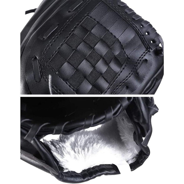 Рукавиця для бейсболу та софтболу, шкіра PU, 10.5 дюймів, чорна - для дорослих та дітей