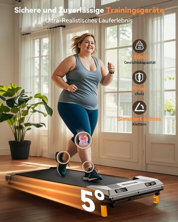 Біговий доріжка BestGod для дому та офісу, Walking Pad з нахилом 5%, потужність 2.5 HP, тиха бігова доріжка з пультом дистанційного керування, до 150 кг, чорний