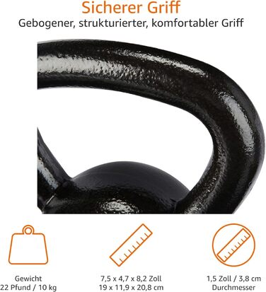 Гиря з чавуну Amazon Basics 10 кг – спортивний інвентар для фітнесу