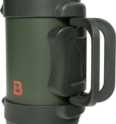 Термос Badger Outdoor Big Boy 1,3 л з нержавіючої сталі, із чайним ситечком, вакуумною ізоляцією, зберігає тепло до 24 годин, з ремінцем для перенесення, оливковий зелений