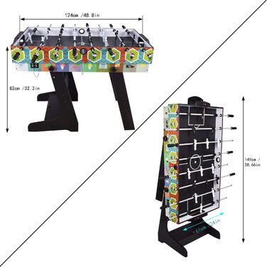 4 в 1 ігровий стіл OYE: футбол, теніс, хокей, більярд - MDF, 124x82x61 см