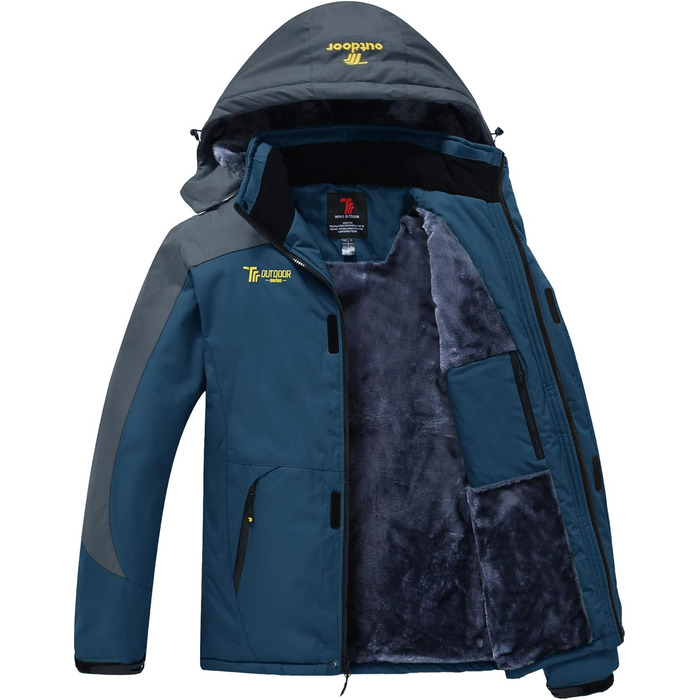 Чоловіча зимова куртка Jacken з флісовою підкладкою, водонепроникна, дихаюча, тепла, вітрозахисна Softshell, Outdoor, знімний капюшон, XL, denimblau (синій джинс)