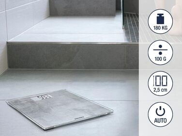 Електронна вага Soehnle Style Sense Compact 300 Concrete, до 180 кг, LCD-дисплей, надтонкий дизайн, персональна вага