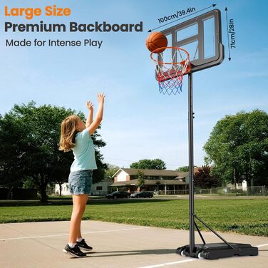 Зручна баскетбольна корзина для вулиці: регульована висота 128-305 см, стійка з підсиленою спинкою 110x75 см, 2 сітки в комплекті