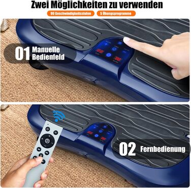 Вібраційна платформа для фітнесу: тренування вдома, 99 рівнів інтенсивності, 5 програм, Bluetooth, масаж, розвиток м'язів