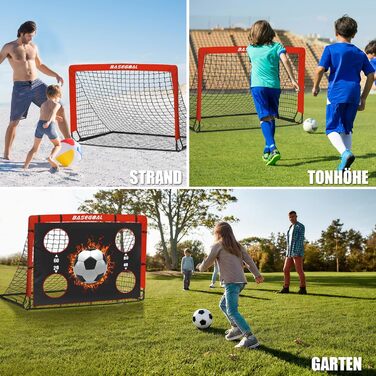 Дитячі футбольні ворота Klappbares Fußballtor 150x120 см з мішенню, 2-в-1 для саду та пляжу, з сумкою та анкерами