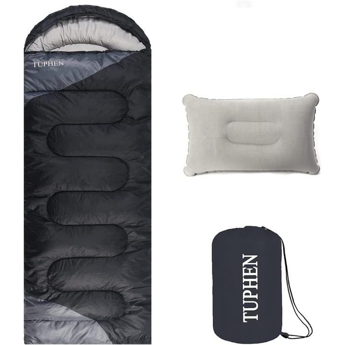 Спальний мішок 3-4 сезони для дорослих та дітей - легкий, водонепроникний, для кемпінгу та подорожей (86.61''x31.49'', темно-сірий)