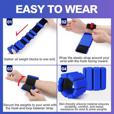 Набір вантажів для ніг та рук (2 шт., по 0,5 кг) - вантажні манжети для фітнесу, йоги, пілатесу, аеробіки, ходьби, плавання (блакитний)