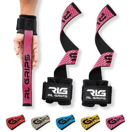 Лямки для тяги RL Grips для важкої атлетики та пауерліфтингу з захистом зап'ясть, допоміжні ручки для станової тяги та бодібілдингу (Рожеві)