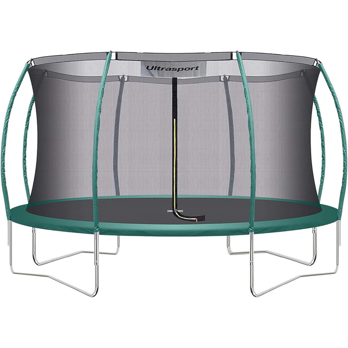 Трамплін Ultrasport Deluxe: діаметри 244/305/366/430 см, сертифікований TÜV Rheinland, повний комплект, круглий садовий трамплін з м'якими стійками, захисним сіткою та захисним бортиком (Deluxe)