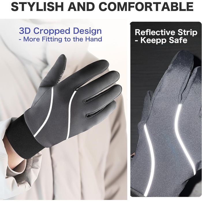 Рукавички зимові Origem Thermo для чоловіків та жінок, 3M Thinsulate, водонепроникні велосипедні рукавички, теплі рукавички-лайнери з антиковзким покриттям та підтримкою сенсорного екрану, для бігу, їзди на конях, прогулянок, водіння, активного відпочинку