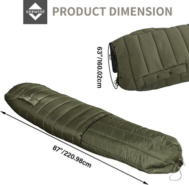 Спальний мішок OneWind для гамака, 3 сезони, теплий плед, пончо, захист від холоду, ізоляція, для кемпінгу, хайкінгу, зелений, 2°C~10°C (Deluxe), 2.3M x 1.6M