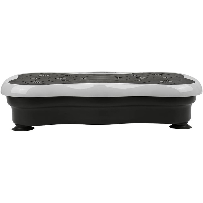 Віброплатформа Willonin для схуднення з LCD-дисплеєм, Bluetooth, USB, 2 еластичні стрічки, пульт дистанційного керування (чорно-біла)