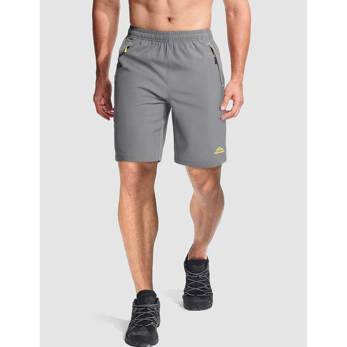 Шорти спортивні чоловічі MAGCOMSEN, легкі, швидковисихаючі, для тренувань та хайкінгу, з кишенями на блискавці, сірий, розмір 36