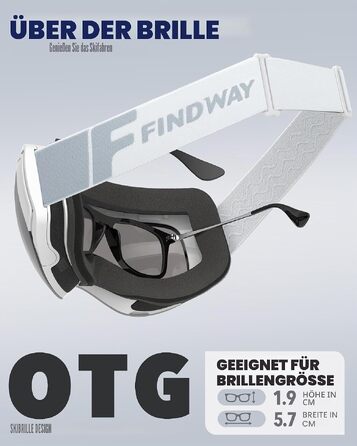 Лижна маска Findway для людей в окулярах (OTG) з магнітними змінними лінзами, поляризаційна, протизапотівання, універсальна для сноуборду та гірських лиж