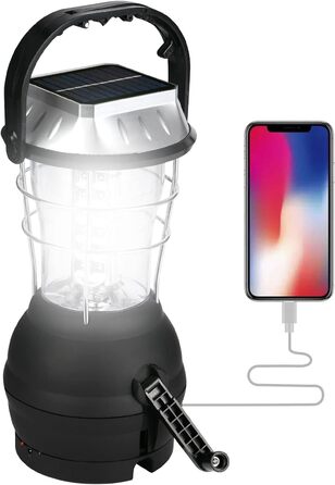 LED кемпінговий ліхтар Flintronic 1000 люменів, перезаряджуваний, 6 режимів, водонепроникний, акумулятор 3600mAh, Powerbank, USB-кабель, сонячна панель, ручний генератор