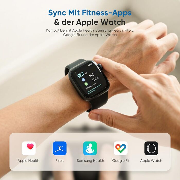 Смарт-ваги для тіла з аналізатором жиру Personenwaage: Bluetooth, 28 показників, до 180 кг